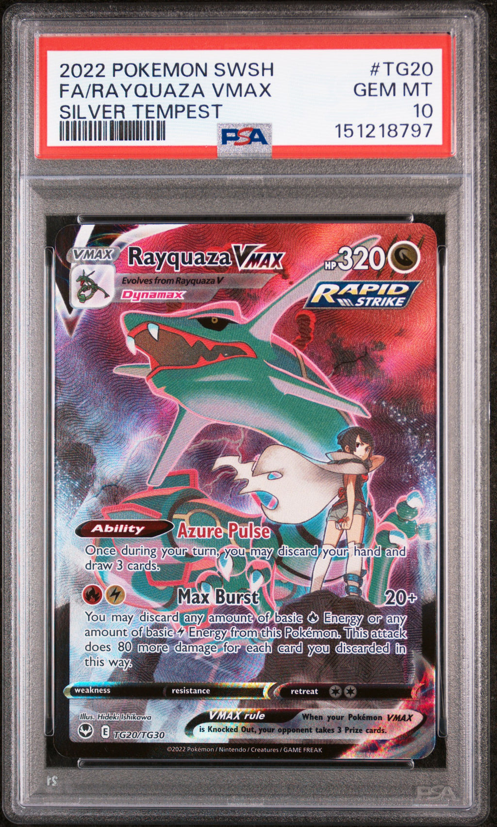 PSA 10 - 2022 Silver Tempest Rayquaza VMAX #TG20