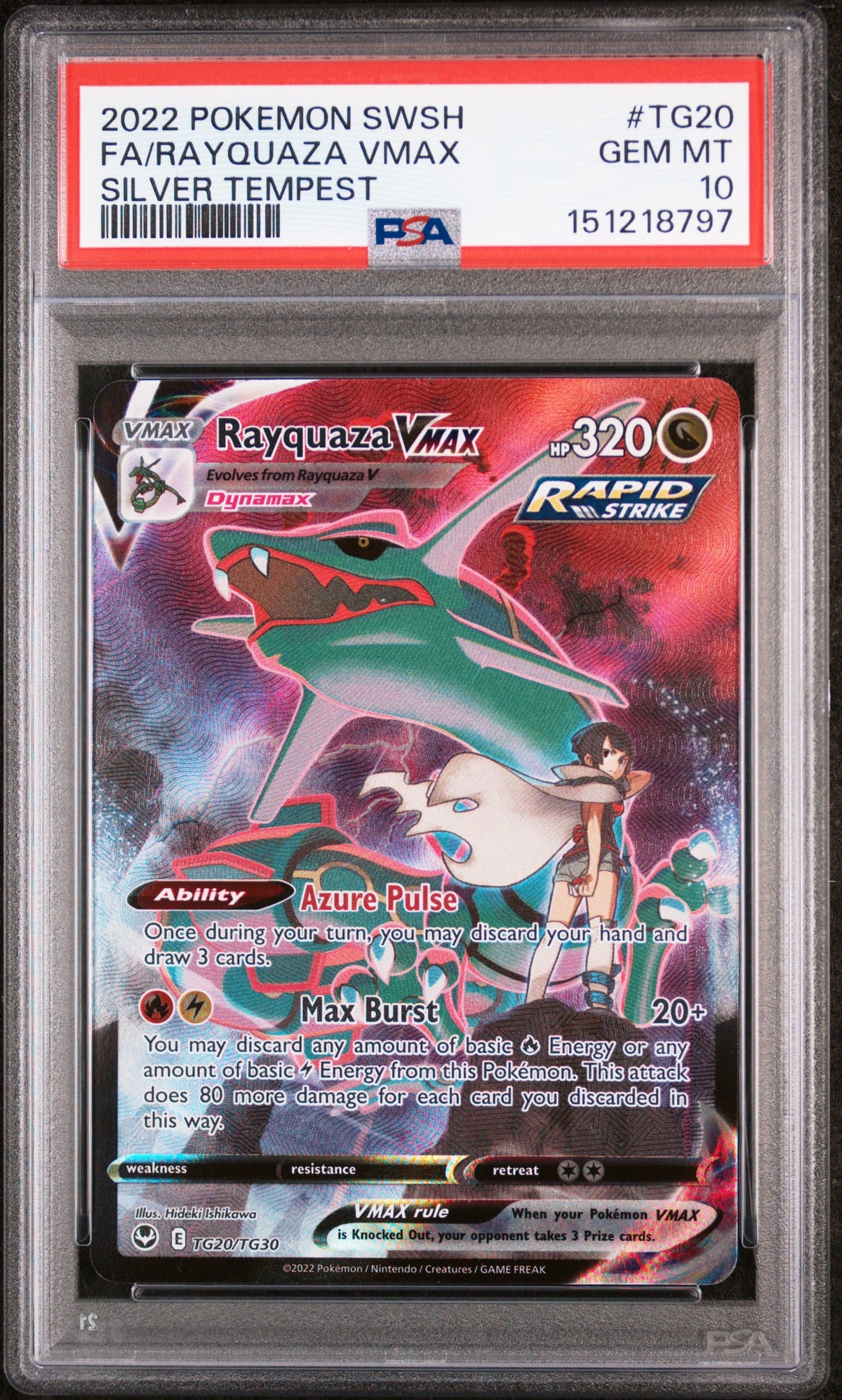 PSA 10 - 2022 Silver Tempest Rayquaza VMAX #TG20