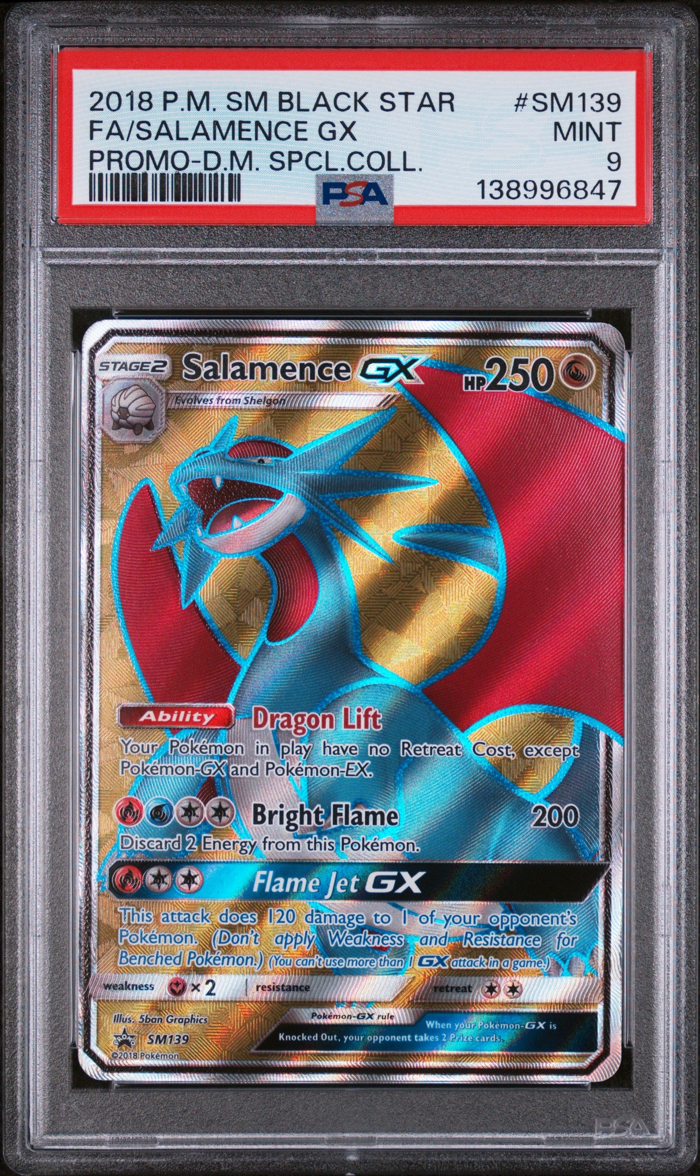 PSA 9 - Salamence GX Dragon Majesty Black Star Promo