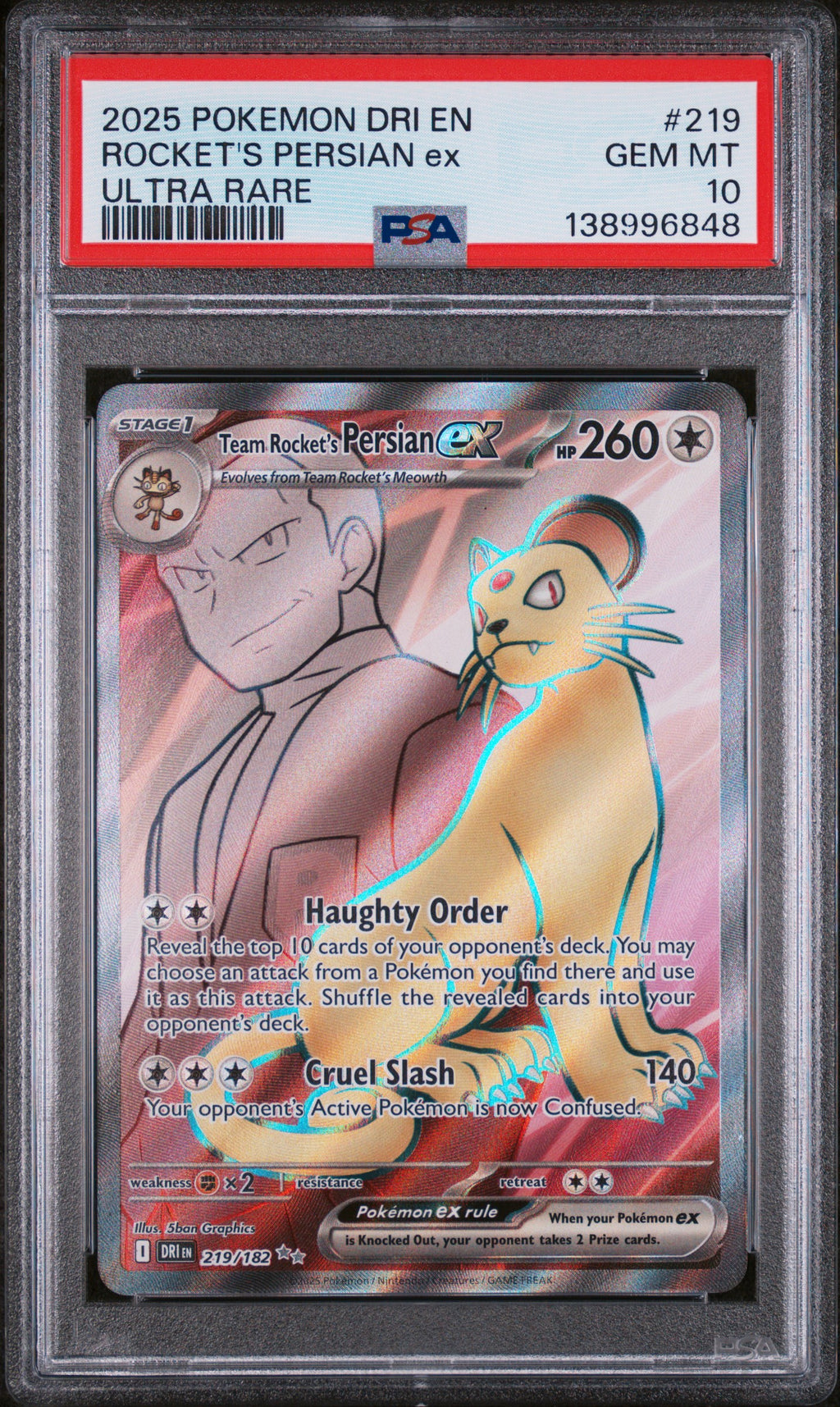 PSA 10 - 2025 Destined Rivals Team Rocket's Persian ex #219